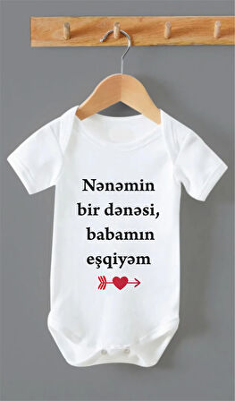 Organik %100 Pamuk Nenemin Bir Denesi Babamın Eşqiyem Bebek Body Zıbın ZBN0157