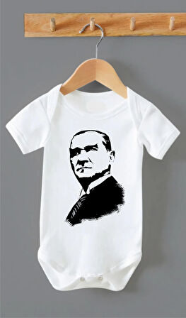 Organik %100 Pamuk Atatürk Yukarı Bakan Baskılı Bebek Body Çıtçıtlı Badi ZBN194