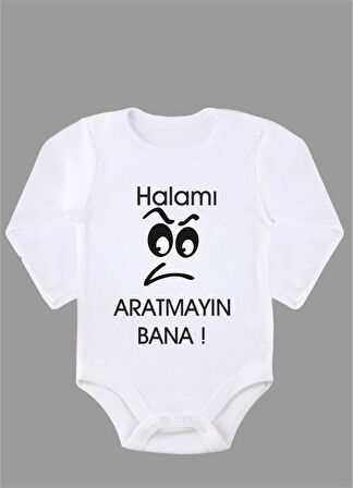 Uzun Kollu Halamı Aratmayın Bana Baskılı Bebek Body ZBN260