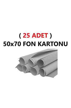 ( 25 Adet ) 50x70 Cm Gri Renkli Fon Kartonu Rulo Canlı Renk Büyük Boy Anaokulu Kreş Okul