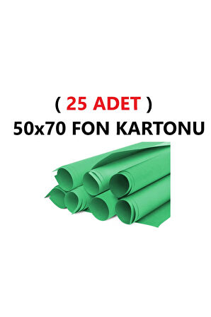 ( 25 Adet ) 50x70 Cm Koyu Yeşil Renkli Fon Kartonu Rulo Canlı Renk Büyük Boy Anaokulu Kreş Okul
