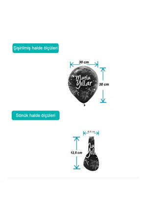 Yılbaşı Baskılı Balon 100 Adet ( Happy New Year -mutlu Yıllar ) 12''
