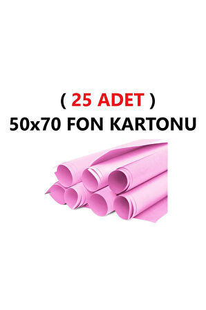 ( 25 Adet ) 50x70 Cm Pembe Renkli Fon Kartonu Rulo Canlı Renk Büyük Boy Anaokulu Kreş Okul