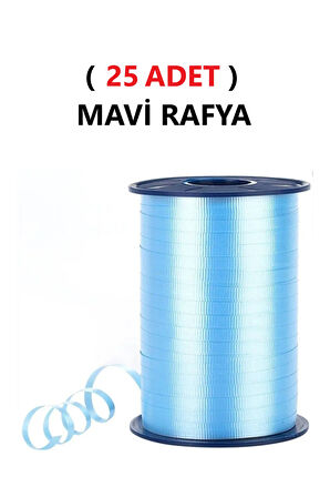 ( 25 Adet ) 200 Metre Rabant Mavi Rafya Şerit Kurdele