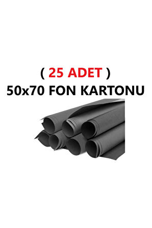 ( 25 Adet ) 50x70 Cm Siyah Renkli Fon Kartonu Rulo Canlı Renk Büyük Boy Anaokulu Kreş Okul