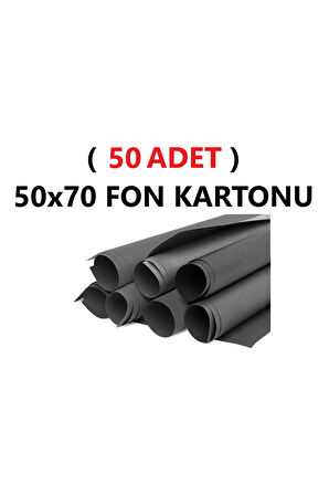 ( 50 Adet ) 50x70 Cm Siyah Renkli Fon Kartonu Rulo Canlı Renk Büyük Boy Anaokulu Kreş Okul