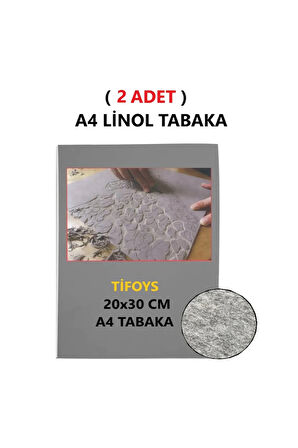 ( 2 Adet ) Linol Tabaka Levha 2,5 mm A4 Boyutunda 1. Kalite Linol Muşamba Gri
