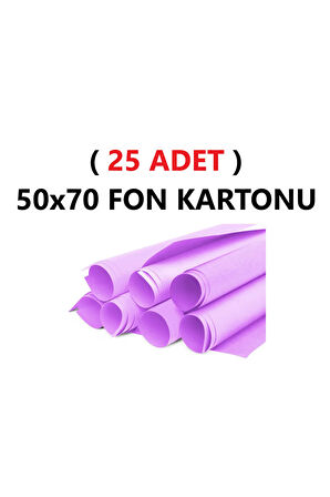 ( 25 Adet ) 50x70 Cm Lila Renkli Fon Kartonu Rulo Canlı Renk Büyük Boy Anaokulu Kreş Okul