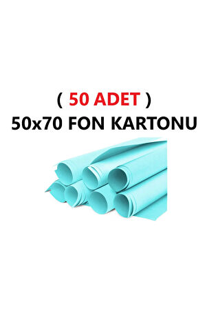 ( 50 Adet ) 50x70 Cm Açık Mavi Renkli Fon Kartonu Rulo Canlı Renk Büyük Boy Anaokulu Kreş Okul