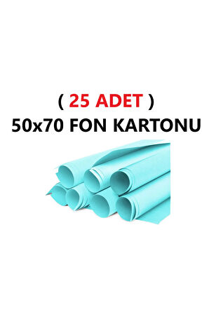( 25 Adet ) 50x70 Cm Açık Mavi Renkli Fon Kartonu Rulo Canlı Renk Büyük Boy Anaokulu Kreş Okul