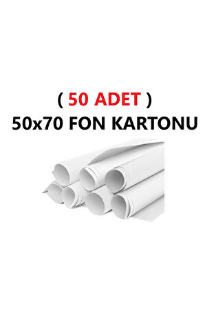 ( 50 Adet ) 50x70 Cm Beyaz Renkli Fon Kartonu Rulo Canlı Renk Büyük Boy Anaokulu Kreş Okul