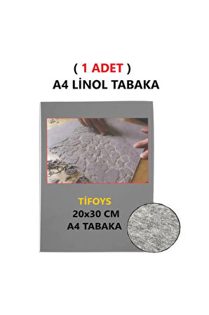 ( 1 Adet ) Linol Tabaka Levha 2,5 mm A4 Boyutunda 1. Kalite Linol Muşamba Gri
