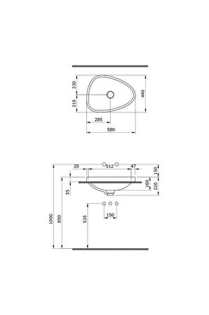 Etna Tezgah Üstü Lavabo 58 cm Parlak Beyaz 1112-001-0125, Logolu Süzgeç Kapağı ve Basmalı Süzgeç Dah