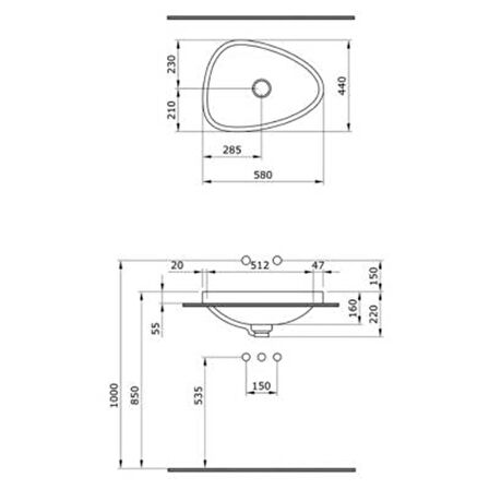 Bocchi Etna Tezgah Üstü Lavabo 58 cm, Parlak Beyaz 1112-001-0125