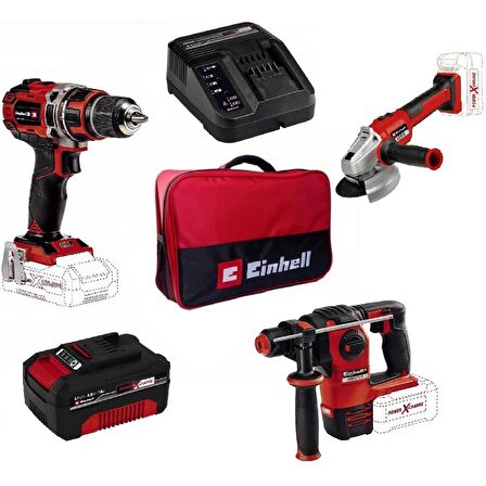 Einhell TE-TK 18 18 Volt Kırmızı Devir Ayarlı Matkap Seti