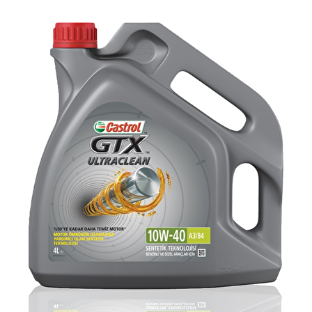Castrol Gtx Ultraclean 10W-40 Tam Sentetik 4 lt Benzin-Dizel Motor Yağı 