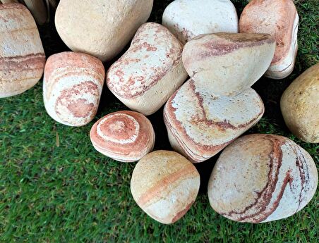 Sarı Çizgili Dolomit Taş 1 Kg 6-10Cm Renkli Dolomit Dekoratif Taş