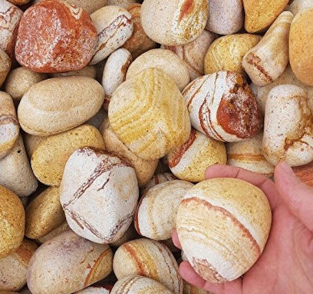 Sarı Çizgili Dolomit Taş 4 Kg 6-10Cm Renkli Dolomit Dekoratif Taş