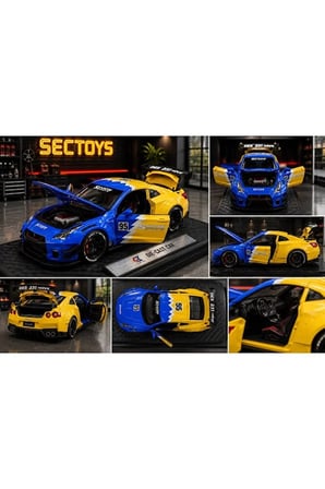 Nissan GTR R35 Diecast Model Araba 1:24 Ölçek Açılan Kapılar Standlı Nissan Skyline Gtr R35 Model Araba GTR