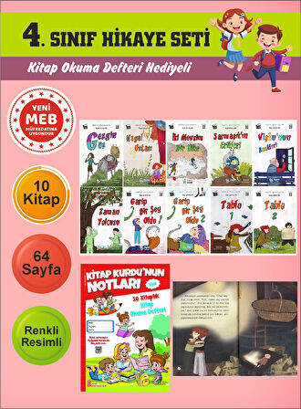 4.Sınıflar İçin Okumayı Sevdiren 10 lu Hikaye Seti (Kitap Okuma Defteri Hediyeli)