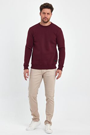 Explode - Erkek Bordo 3 İplik Şardonlu Sweatshirt