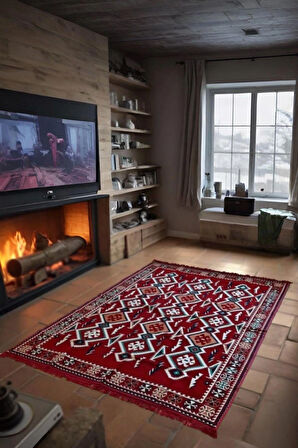 Türkiye Şark Köşesi Halısı - Otantik Kilim Desenli, Doğal Dokulu, Dayanıklı Salon ve Balkon Halısı