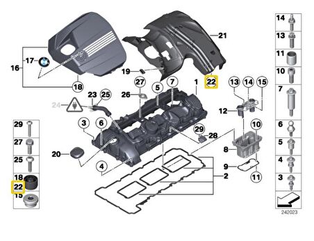 BMW F20 F30 F10 F36 VE G30 N55 MOTOR KÜLBÜTÖR SOMUNU 11127614138