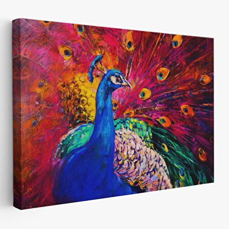 Harita Sepeti Çok Renkli Tavus Kuşu Modern Sanat Kanvas Duvar Tablosu-1112