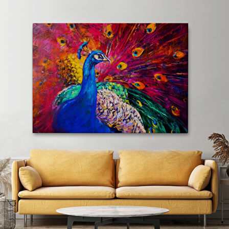 Harita Sepeti Çok Renkli Tavus Kuşu Modern Sanat Kanvas Duvar Tablosu-1112