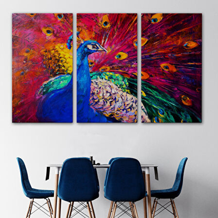 Harita Sepeti Çok Renkli Tavus Kuşu Modern Sanat Kanvas Duvar Tablosu-1112