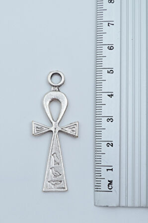 3'lü Antik Mısır Sembolü Ankh Anahtarı Gümüş Kaplama Kolye Seti