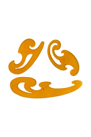 Kayın Renk Fransız 7 Parça Modelist Kalıp Çizim Seti – Gönye & Pistole / Pantolon, Ceket, Etek, Yaka