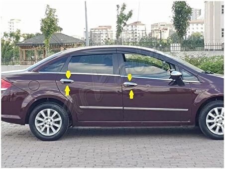 Markadan Fiat Linea Krom Kapı Kolu 2006-2018 4 Kapı 8 Parça Paslanmaz Çelik