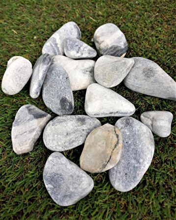 Siyah Beyaz Çizgili Dolomit Taş 15 Kg 2-4 Cm Dekoratif Renkli Taş