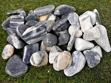 Siyah Beyaz Çizgili Dolomit Taş 100 Kg 2-4 Cm Dekoratif Renkli Taş