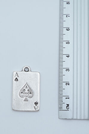 3'lü Full As İskambil Deste Zar Gümüş Kaplama Kolye Seti