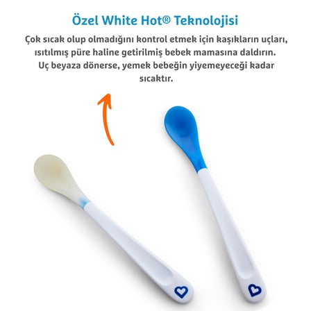 Munchkin Tıklama Kilitli Uçlu Pipetli Alıştırma Bardağı, 12ay+, 296ml, Mor ve Isı Göstergeli Yumuşak Uçlu Bebek Kaşıkları 2li Set