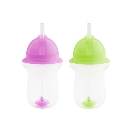 Munchkin Tıklama Kilitli Uçlu Pipetli Alıştırma Bardağı,12AY+, 296ML, Mor & yeşil , 2li Paket