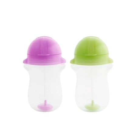 Munchkin Tıklama Kilitli Uçlu Pipetli Alıştırma Bardağı,12AY+, 296ML, Mor & yeşil , 2li Paket
