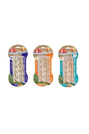 8in1 Delights 3 Çeşit Karma Twisted Sticks Burgu Köpek Ödülü 55 Gr. X 3 Paket