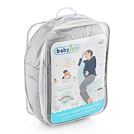 Babyjem Sırt Destekli Hamile ve Emzirme Yastığı Gri