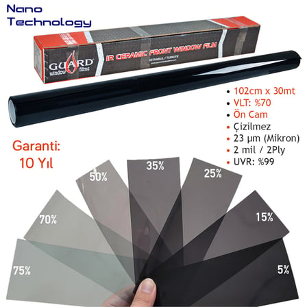 Guard Ceramic 7080 IR Ön Cam Filmi VLT %70 102 cm x 30 Mt (Nano Teknoloji)
