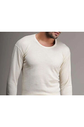 Erkek Uzun Kollu Yün Fanila Bisiklet Yaka Içlik Woolmark Sertifikalı Ekoteks Belgeli