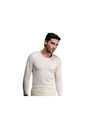 Erkek Uzun Kollu Yün Fanila Bisiklet Yaka Içlik Woolmark Sertifikalı Ekoteks Belgeli