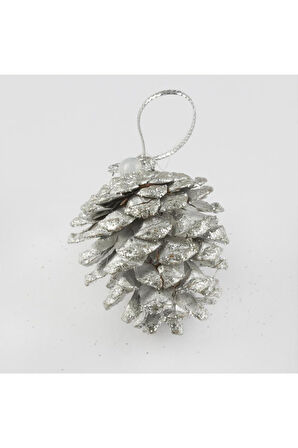 6'lı Gümüş Kozalak Yılbaşı Ağaç Süsü
