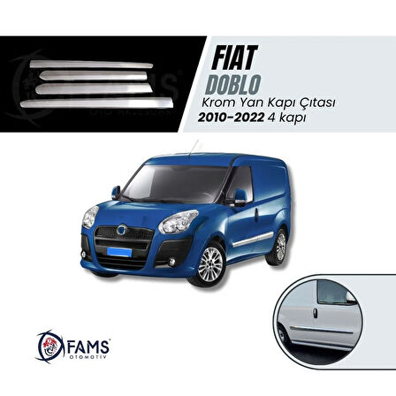 Fiat Doblo MK 2 Krom Yan Kapı Çıtası 4 Kapı 2010 - 2022 arası P. Çelik