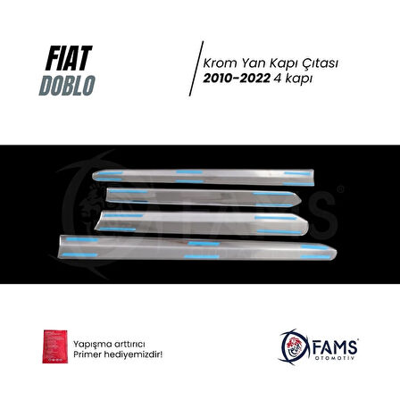 Fiat Doblo MK 2 Krom Yan Kapı Çıtası 4 Kapı 2010 - 2022 arası P. Çelik