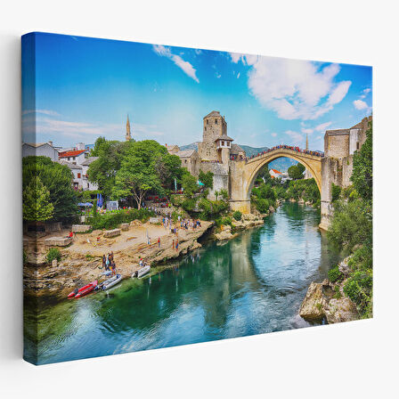 Harita Sepeti Mostar Köprüsü Kanvas Duvar Tablosu-1115