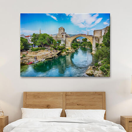 Harita Sepeti Mostar Köprüsü Kanvas Duvar Tablosu-1115