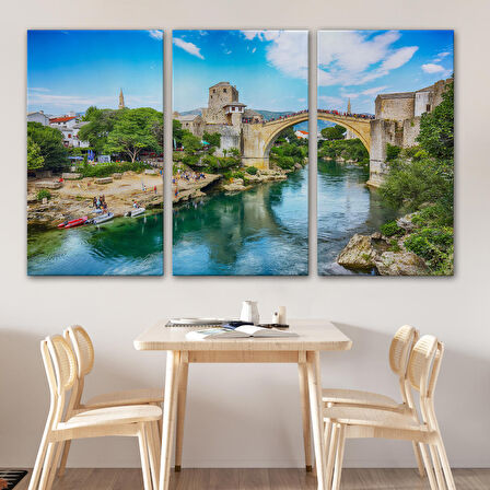 Harita Sepeti Mostar Köprüsü Kanvas Duvar Tablosu-1115